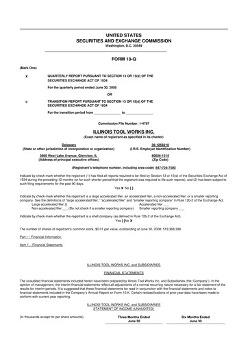 Miniature Illinois Tool Works  10-Q Rapport trimestriel  