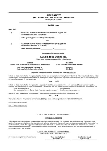 Miniature Illinois Tool Works  10-Q Rapport trimestriel  