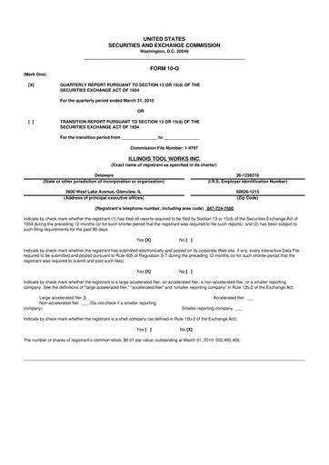 Thumbnail Illinois Tool Works  10-Q Quarterly Report FY2010 