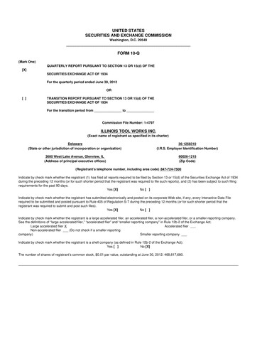 Miniature Illinois Tool Works  10-Q Rapport trimestriel  