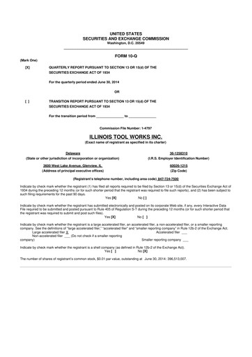 Thumbnail Illinois Tool Works  10-Q Quarterly Report FY2014 