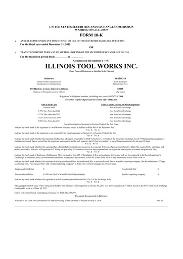 Thumbnail Illinois Tool Works  10-K Annual Report 2015
