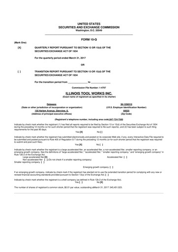 Thumbnail Illinois Tool Works  10-Q Quarterly Report FY2017 