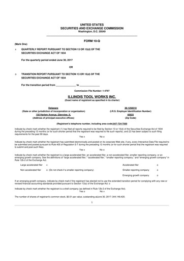 Thumbnail Illinois Tool Works  10-Q Quarterly Report FY2017 