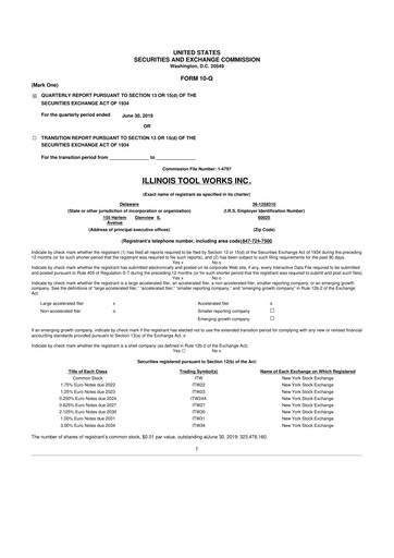 Thumbnail Illinois Tool Works  10-Q Quarterly Report FY2019 