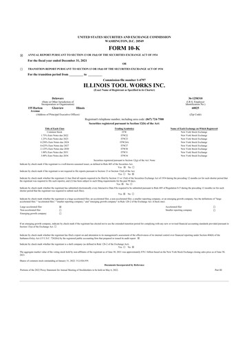 Thumbnail Illinois Tool Works  10-K Annual Report 2021