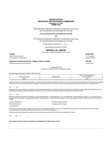 Vorschaubild Imperial Oil
 10-Q Quartalsbericht 2022 