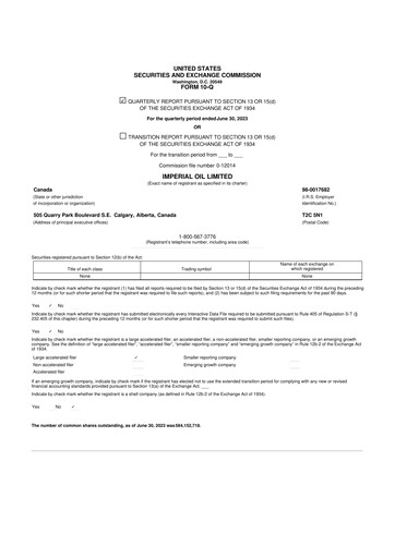 Vorschaubild Imperial Oil
 10-Q Quartalsbericht 2023 