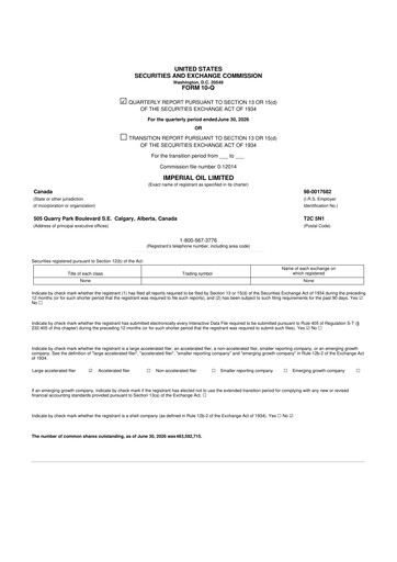 Thumbnail Imperial Oil
 10-Q Quarterly Report FY2026 