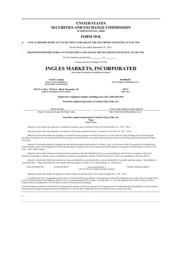 Thumbnail Ingles Markets 10-K Annual Report 2013