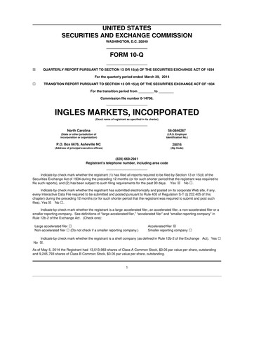 Miniature Ingles Markets 10-Q Rapport trimestriel 2014 