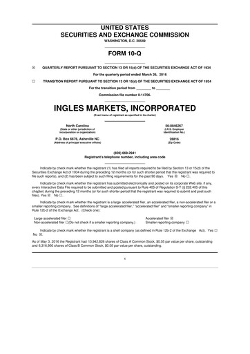 Miniature Ingles Markets 10-Q Rapport trimestriel 2016 