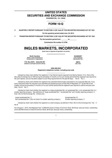 Miniature Ingles Markets 10-Q Rapport trimestriel 2016 