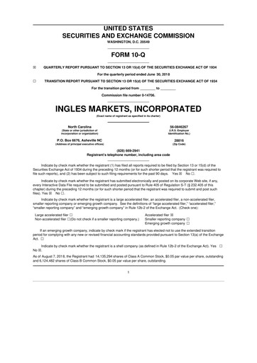 Miniature Ingles Markets 10-Q Rapport trimestriel 2018 