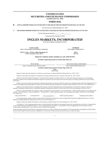 Thumbnail Ingles Markets 10-K Annual Report 2018