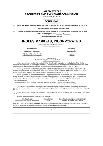 Miniature Ingles Markets 10-Q Rapport trimestriel 2019 