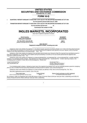 Miniature Ingles Markets 10-Q Rapport trimestriel 2020 