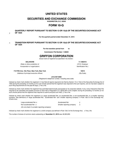 Thumbnail Griffon Corporation
 10-Q Quarterly Report FY 