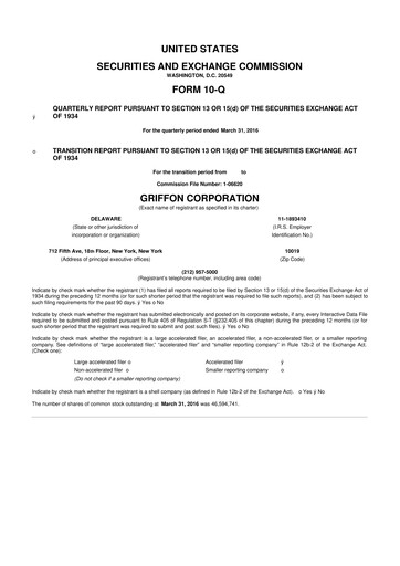 Thumbnail Griffon Corporation
 10-Q Quarterly Report FY 