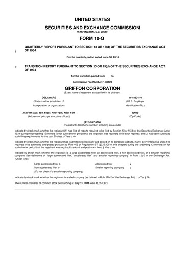 Thumbnail Griffon Corporation
 10-Q Quarterly Report FY 