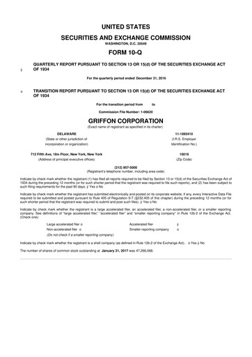 Thumbnail Griffon Corporation
 10-Q Quarterly Report FY 