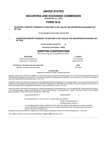 Thumbnail Griffon Corporation
 10-Q Quarterly Report FY 