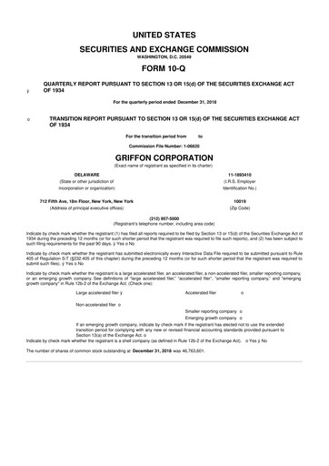 Thumbnail Griffon Corporation
 10-Q Quarterly Report FY 
