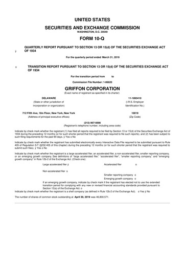 Thumbnail Griffon Corporation
 10-Q Quarterly Report FY 