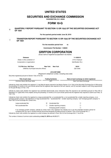 Thumbnail Griffon Corporation
 10-Q Quarterly Report FY 