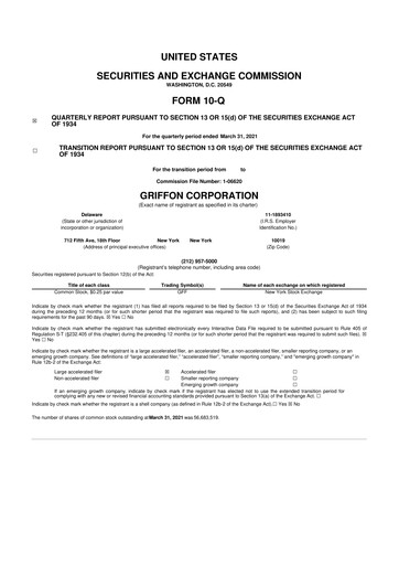 Thumbnail Griffon Corporation
 10-Q Quarterly Report FY 