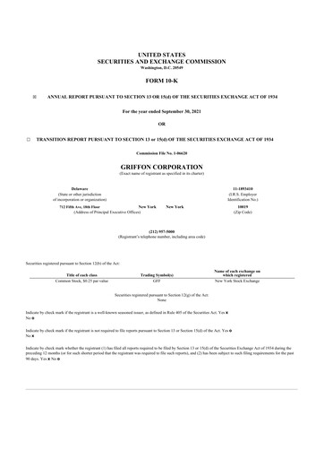 Thumbnail Griffon Corporation
 10-K Annual Report 2021