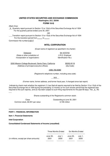 Thumbnail Intel 10-Q Quarterly Report FY 