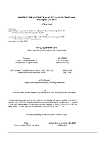 Thumbnail Intel 10-Q Quarterly Report FY 