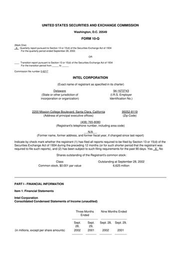 Thumbnail Intel 10-Q Quarterly Report FY 