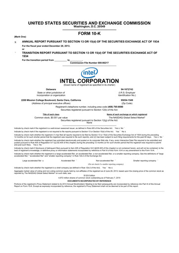 Thumbnail Intel 10-K Annual Report 2013