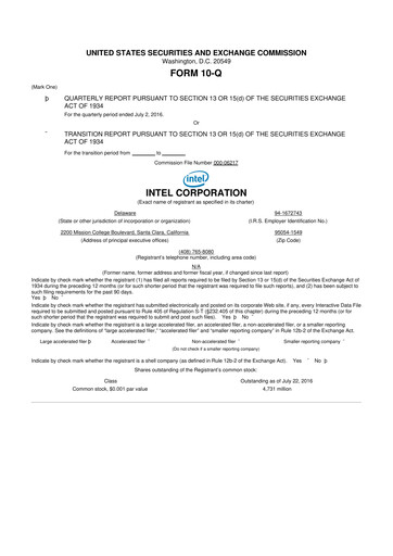 Thumbnail Intel 10-Q Quarterly Report FY2016 