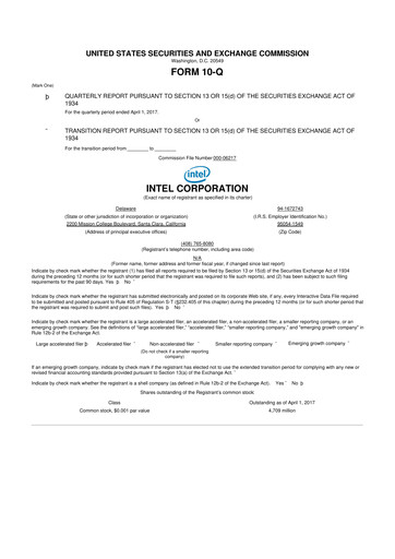 Thumbnail Intel 10-Q Quarterly Report FY2017 