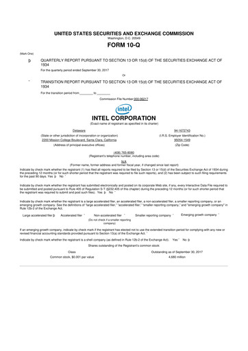 Thumbnail Intel 10-Q Quarterly Report FY2017 