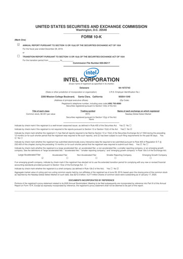 Miniature Intel 10-K Rapport annuel 