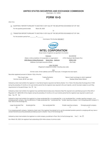 Thumbnail Intel 10-Q Quarterly Report FY2020 