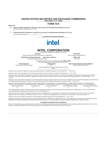 Thumbnail Intel 10-K Annual Report 2022