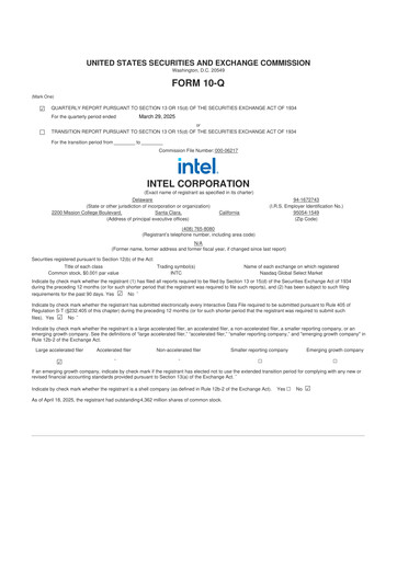 Thumbnail Intel 10-Q Quarterly Report FY2025 