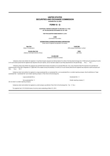 Thumbnail IBM 10-Q Quarterly Report FY2014 