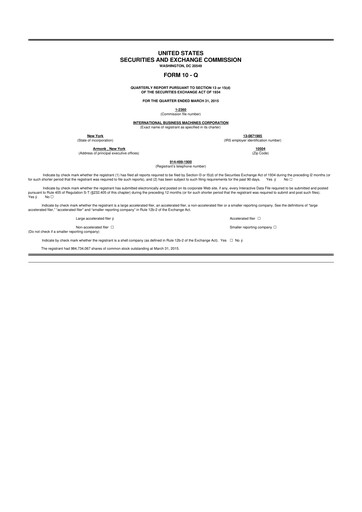 Thumbnail IBM 10-Q Quarterly Report FY2015 