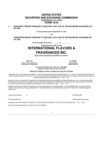 Thumbnail International Flavors & Fragrances
 10-Q Quarterly Report FY2014 