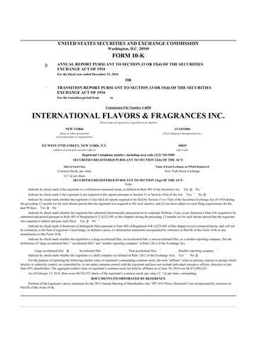 Thumbnail International Flavors & Fragrances
 10-K Annual Report 2014