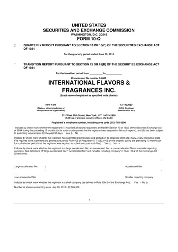 Thumbnail International Flavors & Fragrances
 10-Q Quarterly Report FY2015 