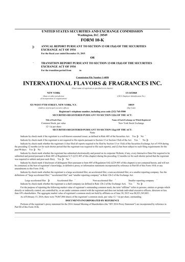 Thumbnail International Flavors & Fragrances
 10-K Annual Report 2015