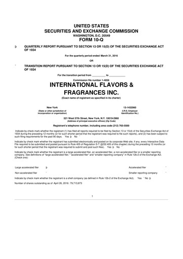 Thumbnail International Flavors & Fragrances
 10-Q Quarterly Report FY2016 
