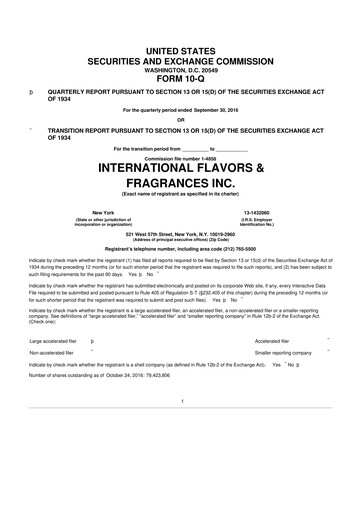 Thumbnail International Flavors & Fragrances
 10-Q Quarterly Report FY2016 